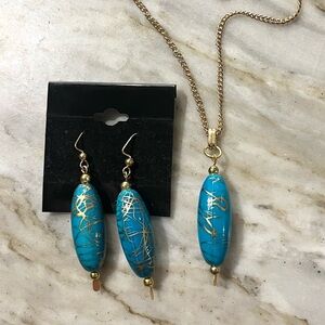 New Handmade Turquoise Necklace and Earring Jewelry Set